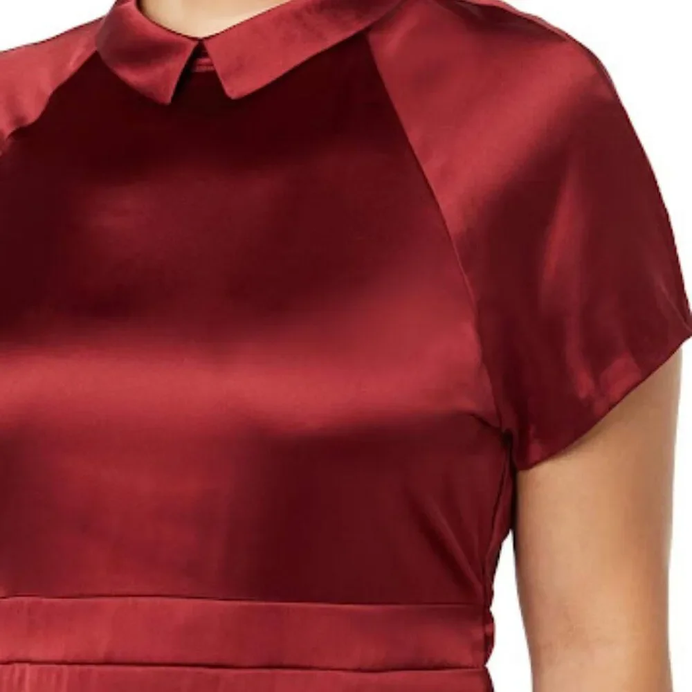 Making the Cut Season 3 Standard Short Sleeve Collared Wrap Dress Red Size L - Picture 7 of 9